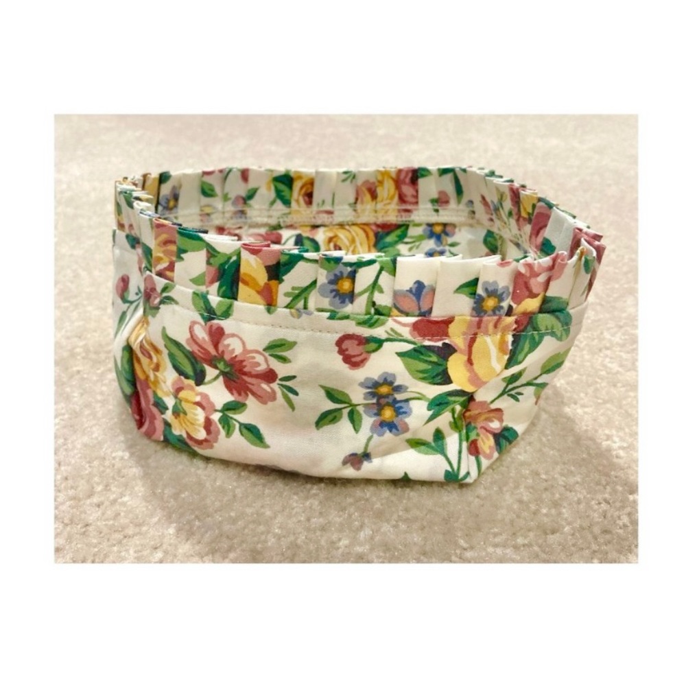 Vintage Longaberger Floral Flower Roses Basket Liner Ruffle Garden Splendor Pink